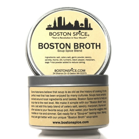Boston Spice Boston Broth Handmade Gourmet Seasoning Blend To Make Your Own Stock Soup Bouillon for Chicken Seafood Beef Noodle Vegetable Vegetarian 1 Cup wt. 6.1oz/174g Tin