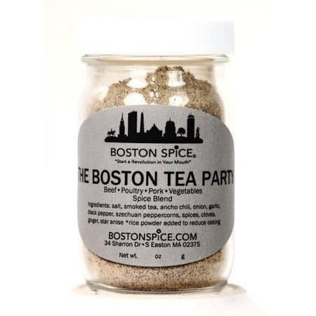 Boston Spice The Boston Tea Party Handmade Gourmet Seasoning Blend Lapsang Souchong Dry Rub Beef Steak Ribs Pork Poultry Wings Chicken Turkey Vegetables Oven BBQ Smoker Grilling 1/2 Cup Jar 3.1oz/89g