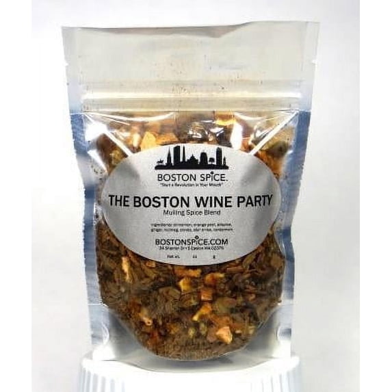 Boston Spice The Boston Wine Party Handmade Gourmet Hand Blended Mulling Spice Blend for Easy to Make Hot Warm Cold Mulled Red or White Wine and Mulled Apple Cider 1/2 Cup wt. 2.4oz/70g