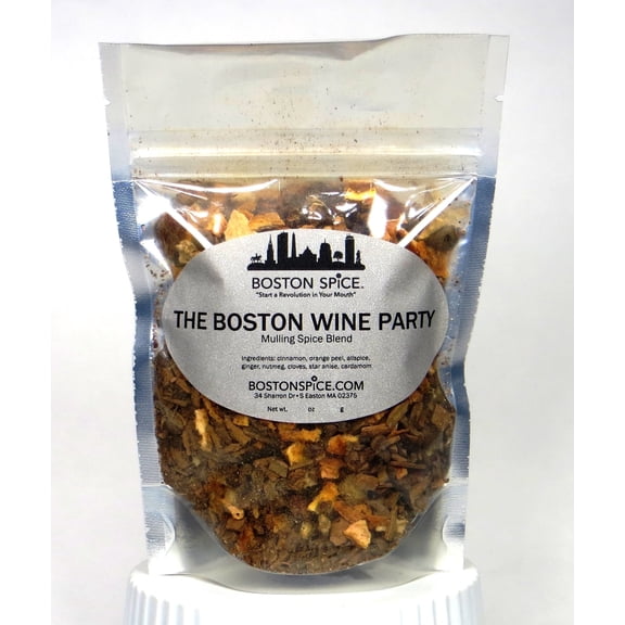 Boston Spice The Boston Wine Party Handmade Gourmet Hand Blended Mulling Spice Blend for Easy to Make Hot Warm Cold Mulled Red or White Wine and Mulled Apple Cider 1/4 Cup wt. 1.2oz/35g
