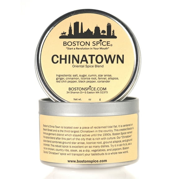 Boston Spice Chinatown Handmade Gourmet Chinese Oriental Asian Seasoning Blend Beef Chicken Poultry Steak Pork Barbecue Vegetables Popcorn Dips BBQ Smoked Grilling Baked Roast 1 Cup Tin wt. 5.3oz/150g