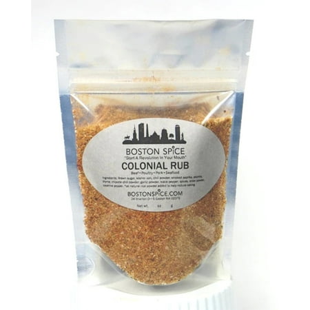 Boston Spice Colonial Rub Handmade Gourmet Barbecue BBQ Grilling Grill Roasting Smoker Dry Seasoning Blend Pork Poultry Ribs Steak Beef Seafood Chicken Fish Vegetables Popcorn 1 Cup wt. 5.5oz/158g