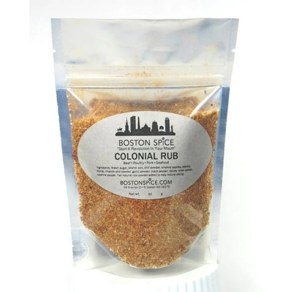 Boston Spice Colonial Rub Handmade Gourmet Barbecue BBQ Grilling Grill Roasting Smoker Dry Seasoning Blend Pork Poultry Ribs Steak Beef Seafood Chicken Fish Vegetables Popcorn 1 Cup wt. 5.5oz/158g