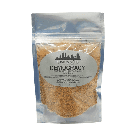 Boston Spice Democracy Handmade Gourmet Seasoning Blend Dry Rub Beef Steak Ribeye Filet Pork Chops Ribs Chicken Wings Poultry Vegetables Barbecue Smoking Grilling BBQ 1 Cup Spice wt. 5.7oz/162g