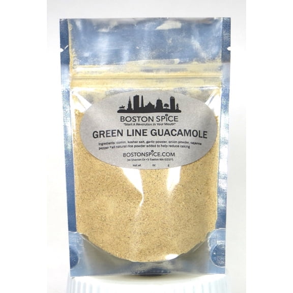 Boston Spice Green Line Handmade Guacamole Seasoning Blend To Mix with Fresh Avocados to Make Wicked Awesome Tortilla Chips Vegetable Dips Sandwich Pita Bread Spreads 1/2 Cup Spice wt. 2.6oz/74g