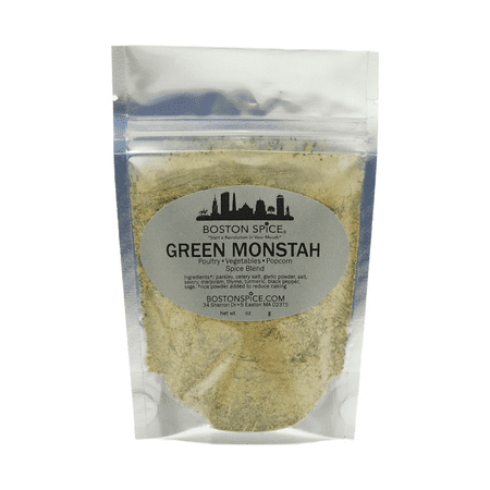 Boston Spice Green Monstah Monster Handmade Gourmet Herbal Seasoning Blend For Popcorn Poultry Roasted Vegetables Potato Bakes Grilled Smoker Chicken Turkey Dips 1 Cup 4.9oz/139g