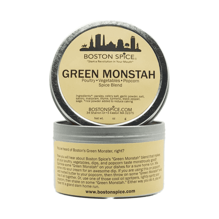 Boston Spice Green Monstah Monster Handmade Gourmet Herbal Seasoning Blend For Popcorn Poultry Roasted Vegetables Potato Bakes Grilled Smoker Chicken Turkey Dips 1 Cup 4.9oz/139g