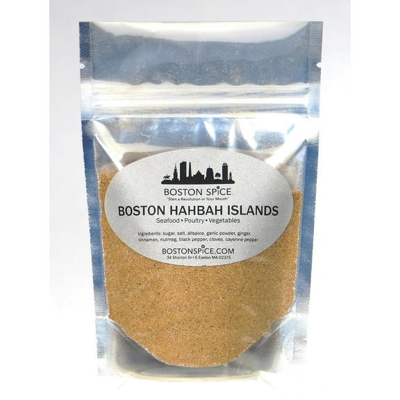Boston Spice Hahbah Harbor Island Handmade Gourmet Seasoning Blend Seafood Shrimp Fish Cod Haddock Salmon Trout Bass Swordfish Chicken Poultry Wings Legs Vegetables Potato 1/4 Cup Spice wt. 1.4oz/42g
