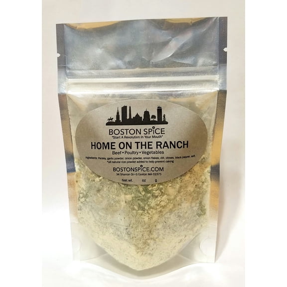 Boston Spice Home On the Ranch Herb Seasoning Blend Dairy Free Paleo Diet Herbal Salad Dressings Vegetables Dip Chicken Poultry Breasts Wings Popcorn Corn On The Cob 1/2 Cup Spice wt. 2.3oz/65g