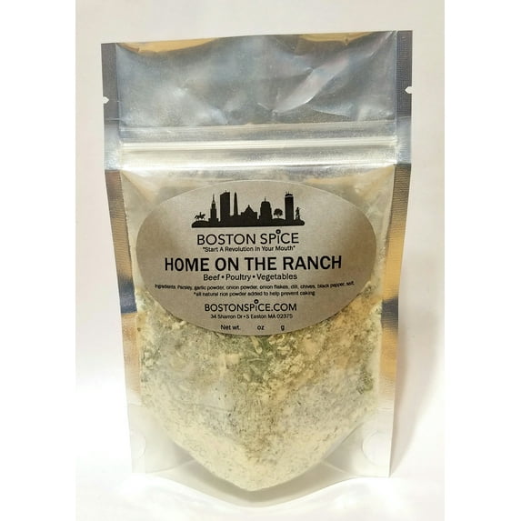 Boston Spice Home On the Ranch Herb Seasoning Blend Dairy Free Paleo Diet Herbal Salad Dressings Vegetables Dip Chicken Poultry Breasts Wings Popcorn Corn On The Cob 1/2 Cup Spice wt. 2.3oz/65g