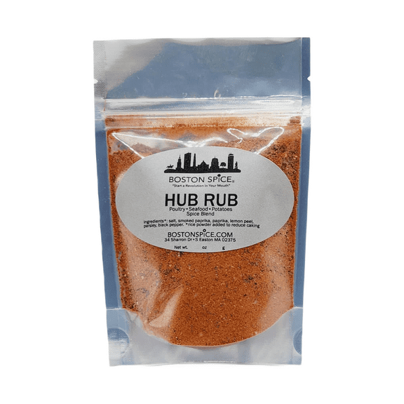 Boston Spice Hub Rub Hand Hand Blended BBQ Grill Barbecue Smoker Oven Roast Saute Poultry Chicken Vegetables French Fries Seafood Shrimp Fish 1/2c Spice wt. 2.7oz/78g