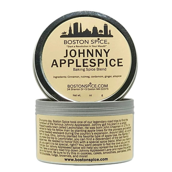 Boston Spice Johnny Applespice Appleseed Baking Spice Blend Pies Cakes Fudge Cupcakes Desserts Apple Pie Pastry Oatmeal Smoothies Cookies 1 Cup Spice Tin wt. 3.9oz/110g