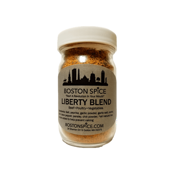 Boston Spice Liberty Blend Handmade Gourmet Seasoning Mix French Fries Hamburgers Steaks Beef Pork Ribs Rib Chicken Wings Legs Poultry Barbecue Smoker BBQ Grilled Dry Rub 1/2 Cup wt. 2.6oz/74g Jar