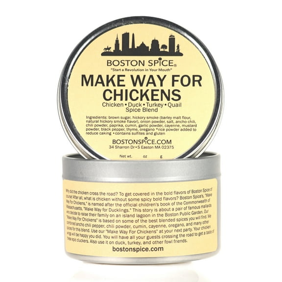 Boston Spice Make Way For Chickens Gourmet Seasoning Blend Poultry Chicken Duck Turkey Quail Smoked Rub Wings Legs Breasts Smoker Grilling Grilled Barbecue Bake Dry Rubs 1 Cup wt. 5.8oz/166g Tin
