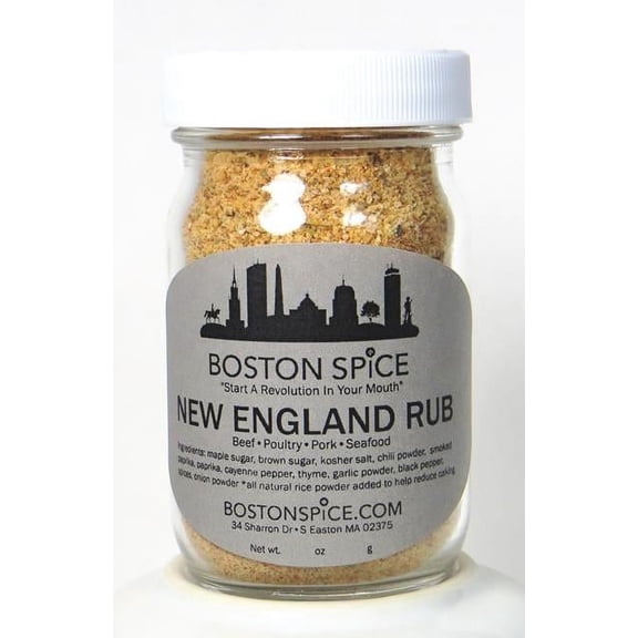 Boston Spice New England Rub Barbecue Handmade Gourmet Seasoning Dry Rubs Steak Vermont Maple Sugar For Beef Pork Poultry Seafood Ribs Roast Vegetables Smoker Grilling BBQ 1/2 Cup Jar wt. 3.1oz/89