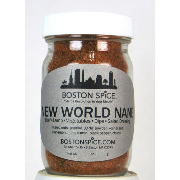 Boston Spice New World Nane Mint International Handmade Turkish Blend Dips Salad Dressing Marinade Beef Lamb Shish Kabobs Vegetables Grilling Smoker Barbecue Dry Rubs 1/2 Cup Spice Jar 2.3oz/67g