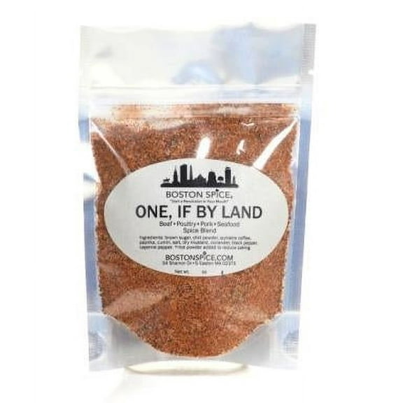 Boston Spice One If By Land Handmade Gourmet Barbecue Dry Rub with Coffee Beef Steak Ribs Pork Chicken Poultry Wings Roasted Vegetables Grilling Barbecue 1 Cup 5oz