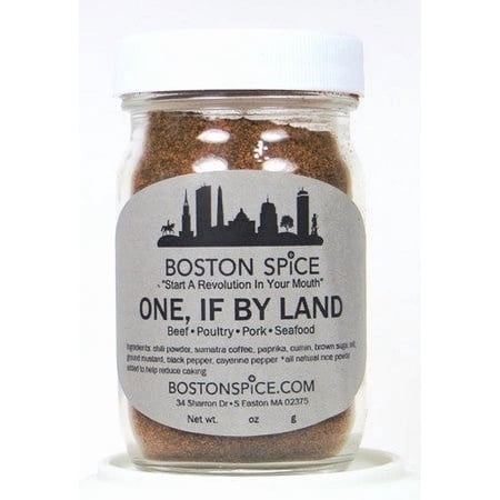 Boston Spice One If By Land Handmade Gourmet Barbecue Dry Rub with Coffee Beef Steak Ribs Pork Chicken Poultry Wings Roasted Vegetables Grilling Barbecue 1/2 Cup Jar 2.5oz