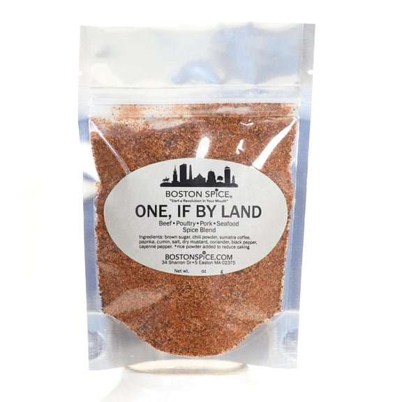 Boston Spice One If By Land Handmade Gourmet Barbecue Dry Rub with Coffee Beef Steak Ribs Pork Chicken Poultry Wings Roasted Vegetables Grilling Barbecue 1/4 Cup 1.2oz