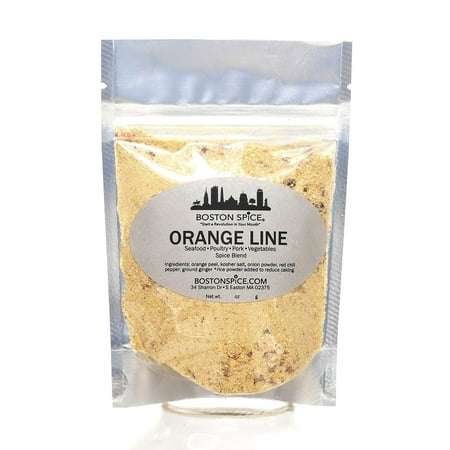 Boston Spice Orange Line Handmade Seafood Fish Poultry Chicken Turkey Ribs Pork Vegetables Potatoes Shrimp Cod Swordfish BBQ Wings Barbecue Grilling Smoker Dry Rub Seasoning 1/4 Cup wt. 1.8oz/39g