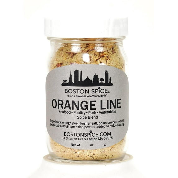 Boston Spice Orange Line Handmade Seafood Fish Poultry Chicken Turkey Ribs Pork Vegetables Potatoes Shrimp Cod Swordfish BBQ Wings Barbecue Grilling Smoker Dry Rub Seasoning 1/2 Cup 2.7oz/78g Jar