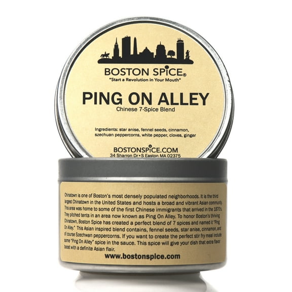Boston Spice Ping On Alley Handmade Oriental Asian Chinese Seven 7 Spice Better Than 5 Blend Desserts Cakes Cookies Poultry Beef Vegetables Seafood Noodles Soups 4oz/113g Tin