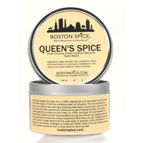 Boston Spice Queen's Spice Gourmet Baking Seasoning Blend Lavender Spearmint Lemon Use With Cakes Fudge Cupcakes Truffles Whipped Cream Cookies Candy Donuts Desserts Queen 1 Cup wt. 7oz/200g Tin