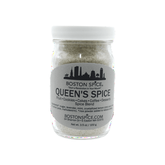 Boston Spice Queen's Spice Gourmet Baking Seasoning Blend Lavender Spearmint Lemon Use With Cakes Fudge Cupcakes Truffles Whipped Cream Cookies Candy Donuts Desserts 1/2 Cup Spice wt. 3.5oz/100g Jar