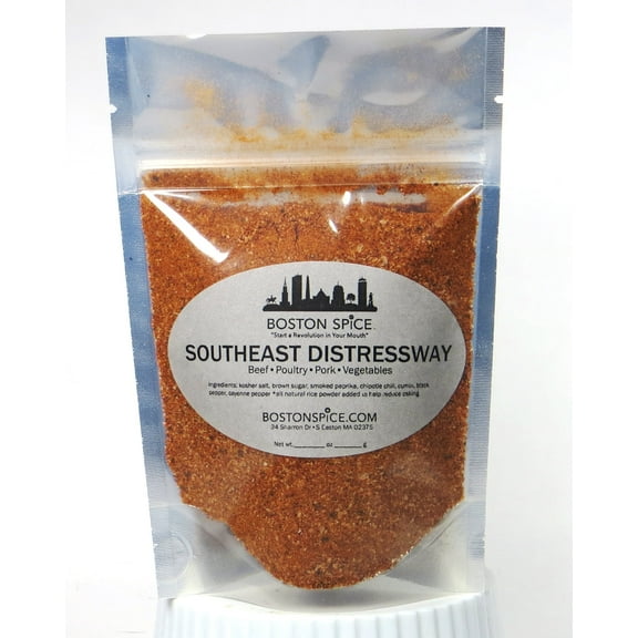 Boston Spice Southeast Distressway Handmade Barbecue BBQ Seasoning Dry Rub Blend Steaks Beef Hamburgers Chicken Wings Poultry Ribs Pork Vegetables Smoker 1/2 Cup wt. 3oz/87g