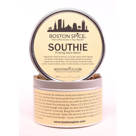Boston Spice Southie South Boston Handmade Pickling Spice 14 Ingredients Seasoning Blend Make Awesome Corned Beef Brisket Meat New England Boiled Dinner Pickled Vegetables 1 Cup Tin 4.2oz/120g