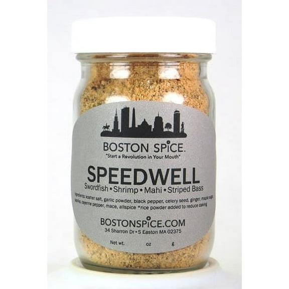Boston Spice Speedwell Handmade Seafood Seasoning Dry Rub Blend Fish Shrimp Swordfish Scallops Mahi Salmon Trout Cod Haddock Shellfish Mayflower Pilgrims Grilling Approx 1/2 Cup wt. 2.8oz/80g Jar