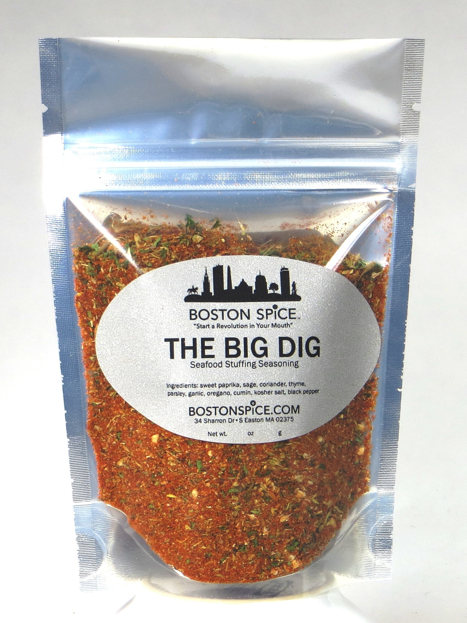 Boston Spice The Big Dig Handmade Gourmet Seafood Stuffing Seasoning Blend Stuffed Shellfish Squid Calamari Clams Quahogs Sole Oysters Fish Cod Haddock Shrimp Crab Lobster 1/4 Cup Spice 0.9oz/26g