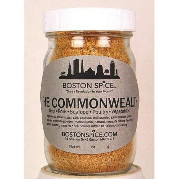 Boston Spice The Commonwealth Handmade Gourmet Mesquite Smoked Seasoning Blend Ribs Pork Steak Beef Hamburgers Seafood Poultry Chicken Shrimp Fish Scallops Wings BBQ Grilled 1/2 Cup Jar wt. 3.1oz/89g