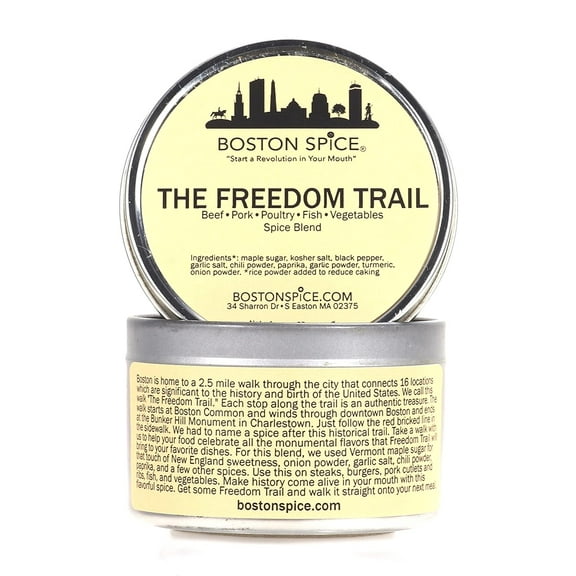 Boston Spice The Freedom Trail Gourmet Handmade Seasoning Blend Pork Ribs Steak Beef Poultry Chicken Fish Vegetables Grill Bake Barbecue 1 cup Metal Tin wt. 6.9oz/198g
