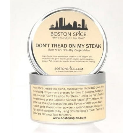 Boston Spice Don't Tread On My Steak Gourmet Seasoning Blend Dry Rub Beef Steak Ribeye Filet Pork Ribs Wings Poultry Vegetables Barbecue Grilling Barbecue BBQ 1 Cup Tin5.4oz/154g