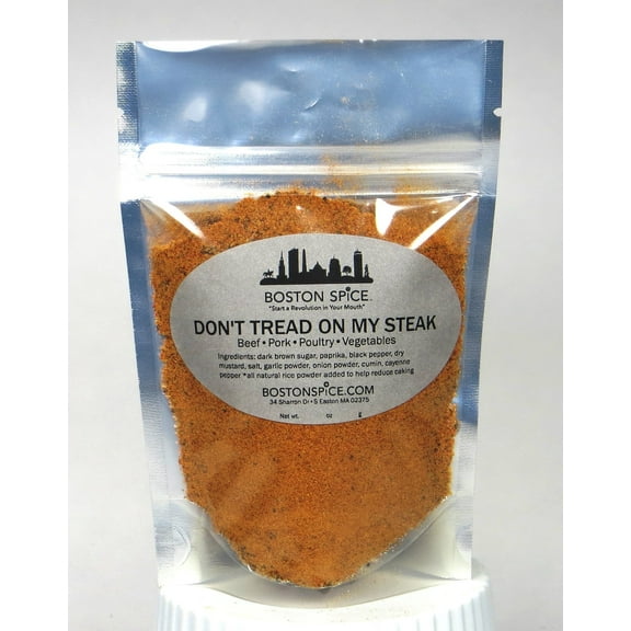 Boston Spice Don't Tread On My Steak Handmade Gourmet Seasoning Blend Dry Rub Beef Steak Ribeye Filet Pork Ribs Chicken Wings Poultry Vegetables Smoking Grilling Barbecue BBQ 1/2 Cup 2.7oz/77g