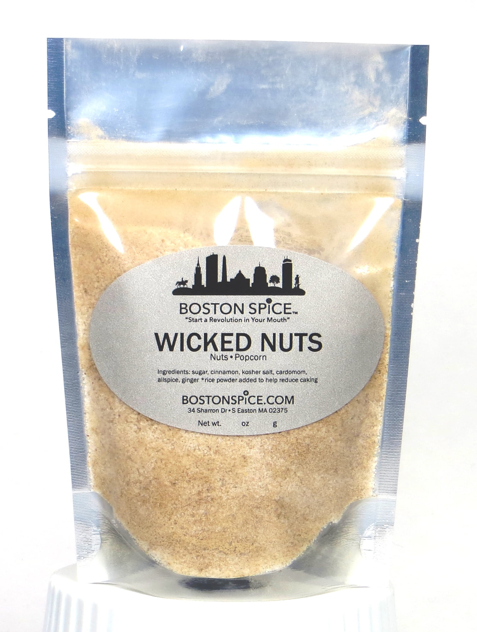 Boston Spice Wicked Nuts Handmade Gourmet Spiced Nut and Popcorn Seasoning Blend 1/4 Cup Pouch 1.9oz/54g