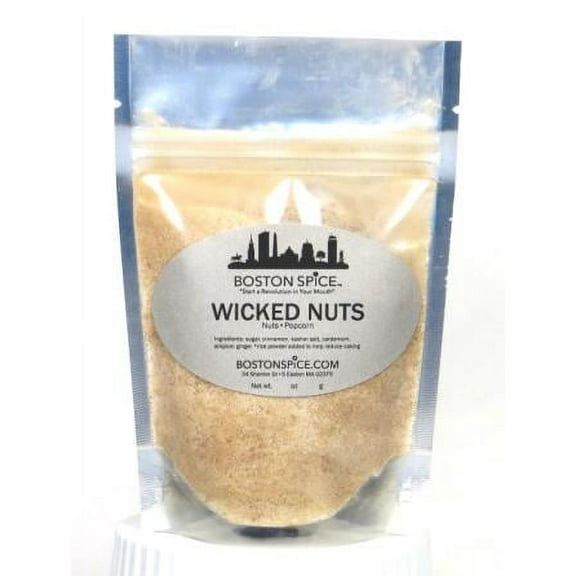 Boston Spice Wicked Nuts Handmade Gourmet Spiced Nut and Popcorn Seasoning Blend 1 Cup Pouch 7.7oz/218g