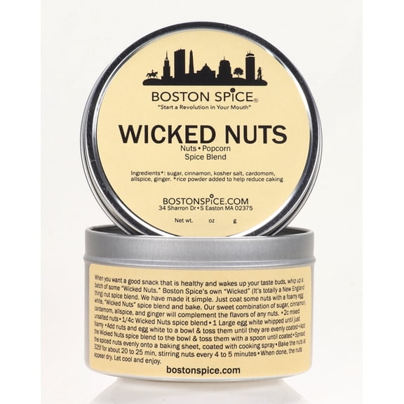 Boston Spice Wicked Nuts Handmade Gourmet Spiced Nut and Popcorn Seasoning Blend 1 Cup Tin 7.7oz/218g