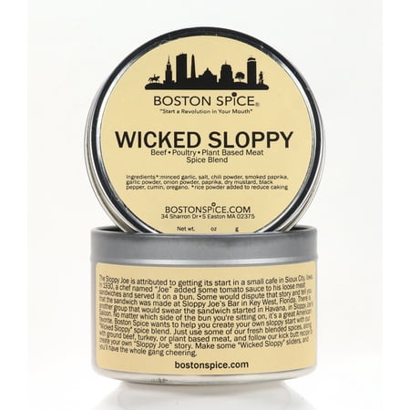 Boston Spice Wicked Sloppy Joe Sandwich Seasoning Blend For Poultry Beef Pork & Meatless Plant Based Proteins Also For Pasta Sauce and rubbed on Pork Ribs wt. 5.5oz/157g Tin