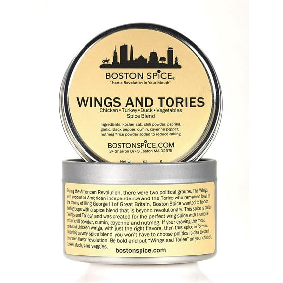Boston Spice Wings and Tories Gourmet Seasoning Blend Dry Rub Poultry Chicken Turkey Duck Vegetables Wings Legs Breast Smoker Grilled Grilling Barbecue Baked Smoked BBQ 1 Cup Tin wt. 6.1oz/174g