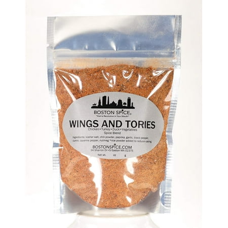 Boston Spice Wings and Tories Handmade Gourmet Seasoning Blend Dry Rub Poultry Chicken Turkey Duck Vegetables Wings Legs Breast Smoker Grilled Grill Grilling Barbecue Baked BBQ 1 Cup wt. 6.1oz/174g