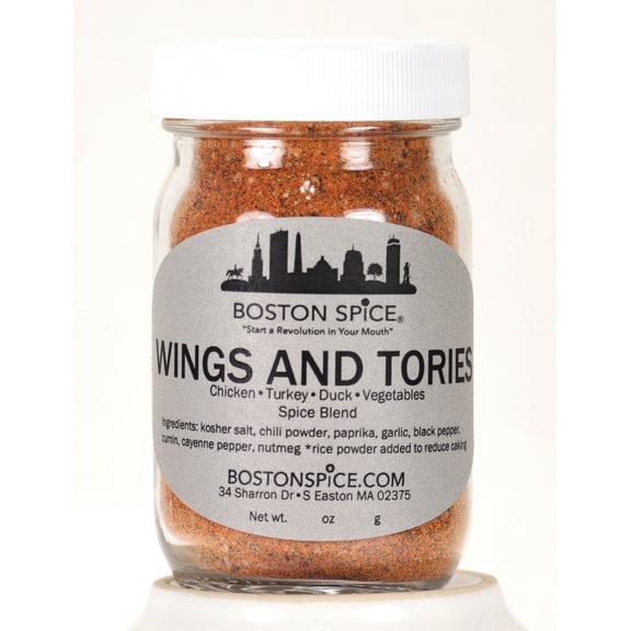 Boston Spice Wings and Tories Handmade Gourmet Seasoning Blend Dry Rub Poultry Chicken Turkey Duck Vegetables Wings Legs Breast Smoker Grilled Grilling Barbecue Baked BBQ 1/2 Cup wt. 3oz/87g Jar