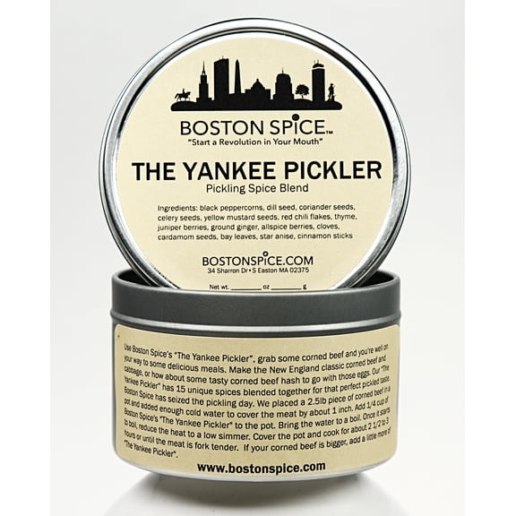 Boston Spice The Yankee Pickler Handmade Pickling Seasoning Blend Make Corned Beef Cabbage Brisket New England Boiled Dinner Pickled Vegetables 1 cup Tin No Chili