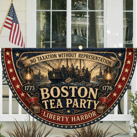 Boston Tea Party Flag 1776 2026 America 250th Anniversary Patriotic Porch Banner
