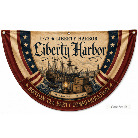 Boston Tea Party Flag Liberty Harbor Semi Flag 250th Banner for Patriotic Display