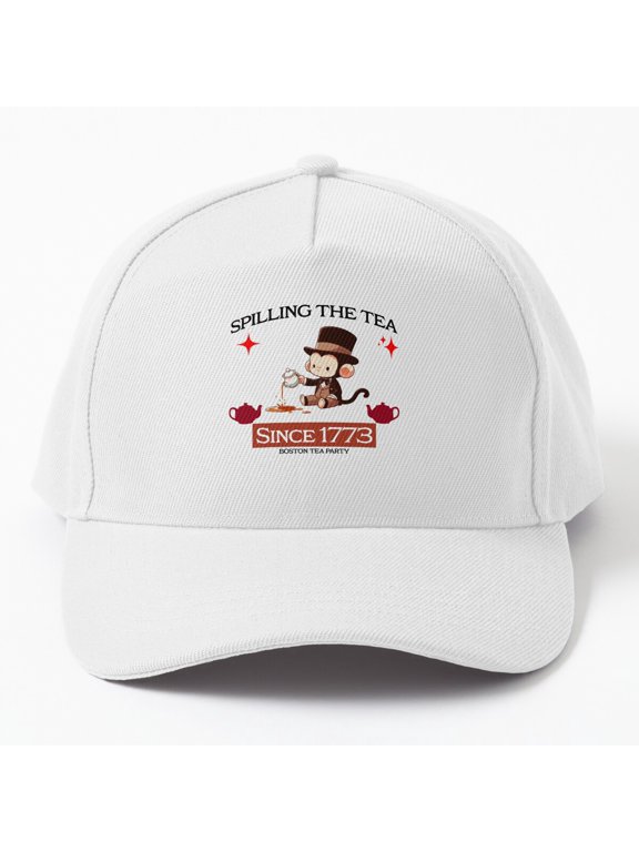 Boston Tea Party Monkey Baseball Cap, Historic Animal Character Graphic Design, Classic Hat