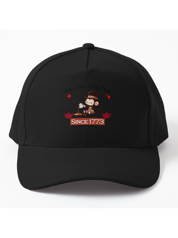 Boston Tea Party Monkey Baseball Cap, Historic Animal Character Graphic Design, Classic Hat