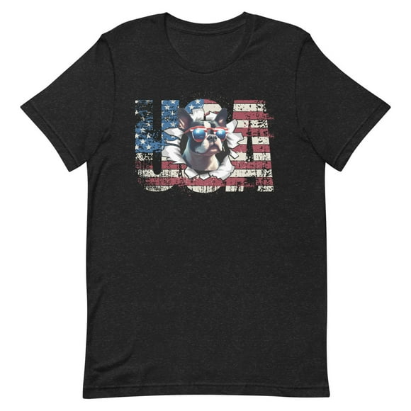 Boston Terrier 4th July Memorial Day USA (Black Heather, XS)