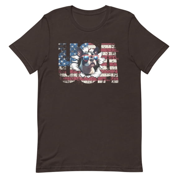 Boston Terrier 4th July Memorial Day USA (Brown, 2XL)
